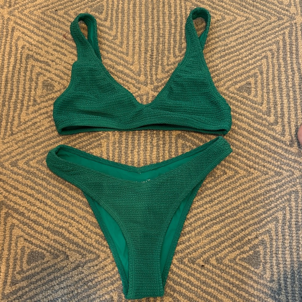 Pacsun Emerald Green Textured Bikini Set